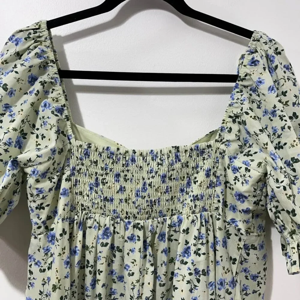 Abercrombie Floral Romantic Summer Coquette Prarie Cottage Midi Dress [size Lp] - Picture 7 of 12
